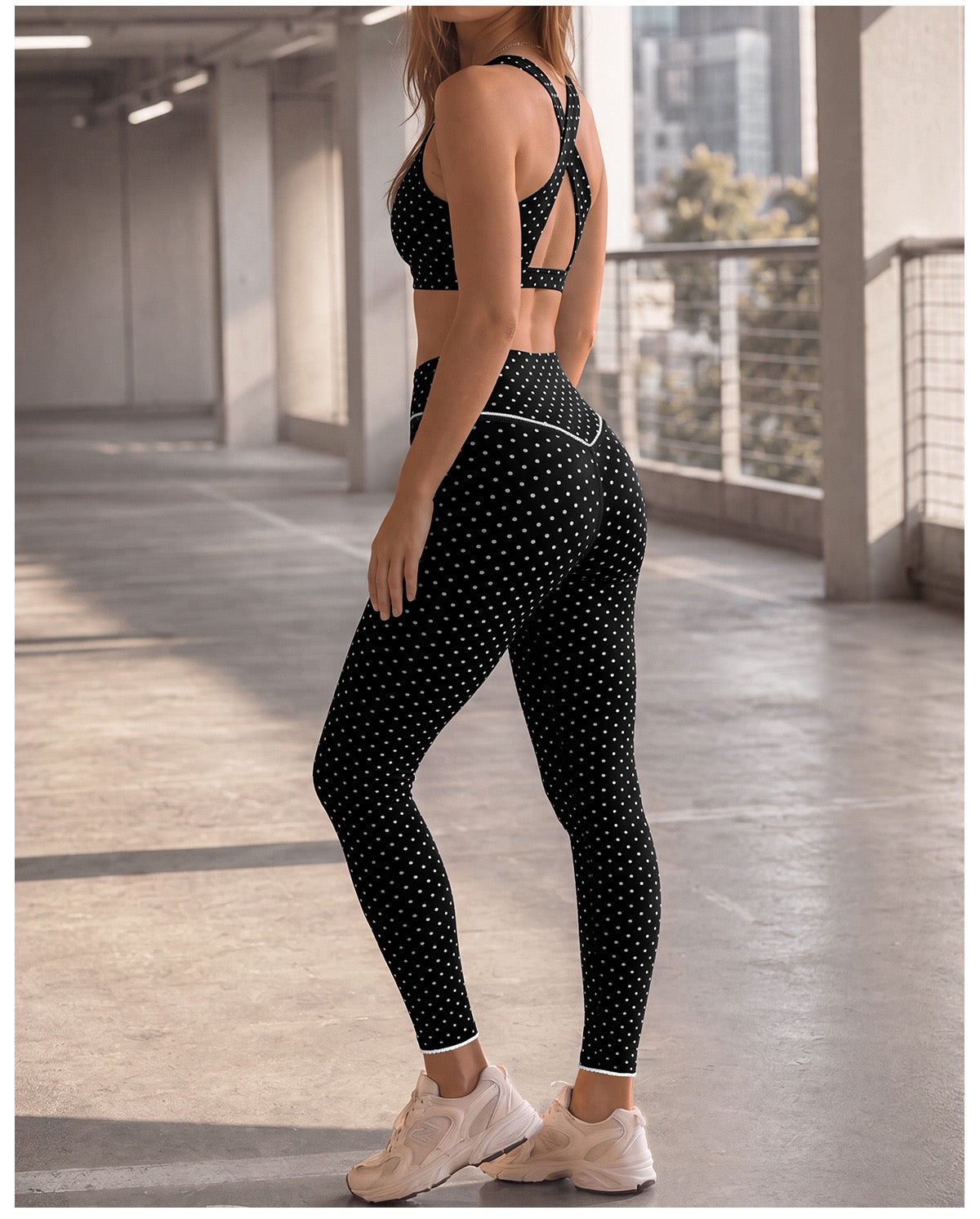 Polka Dot Cross-Back Yoga Set