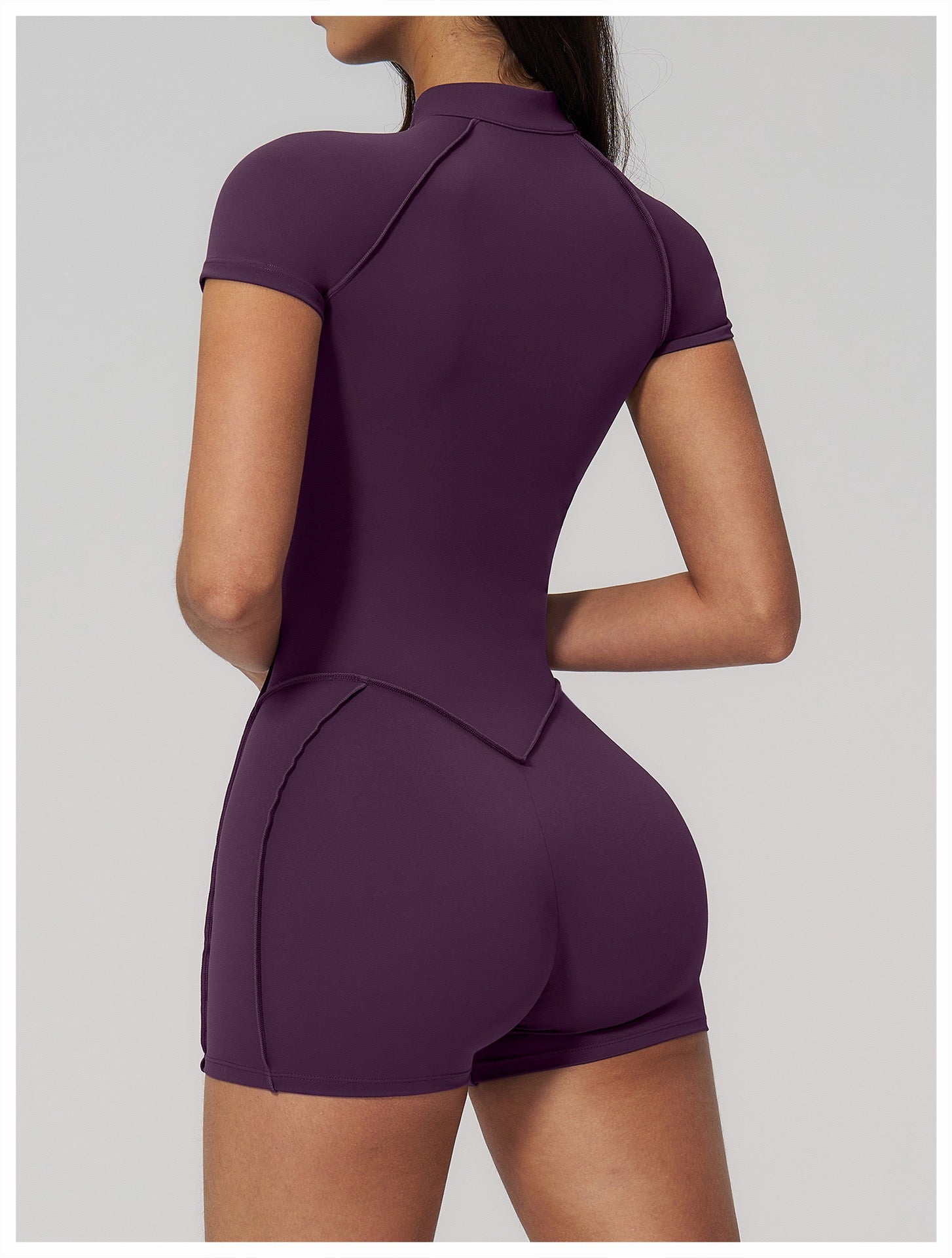 Jumpsuit with Stand-Up Collar and Zipper, Suitable for Gym, Home Training, Butt-Lifting Yoga Jumpsuit