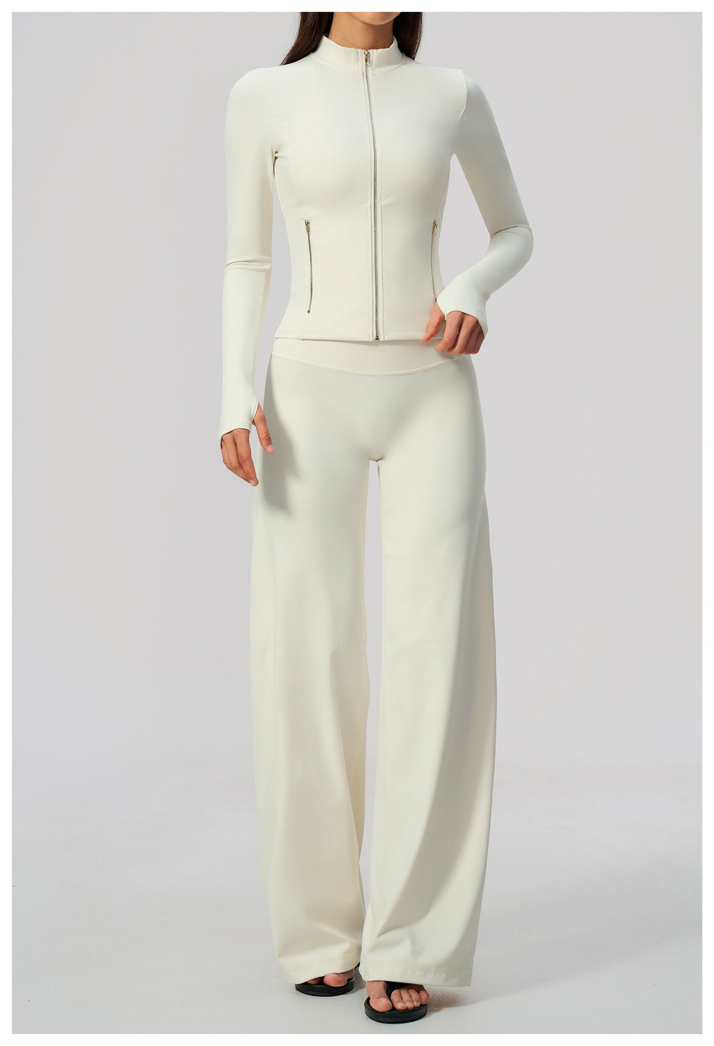 High-Waist Zip Jacket & Micro Fitness Pants — Yoga Set