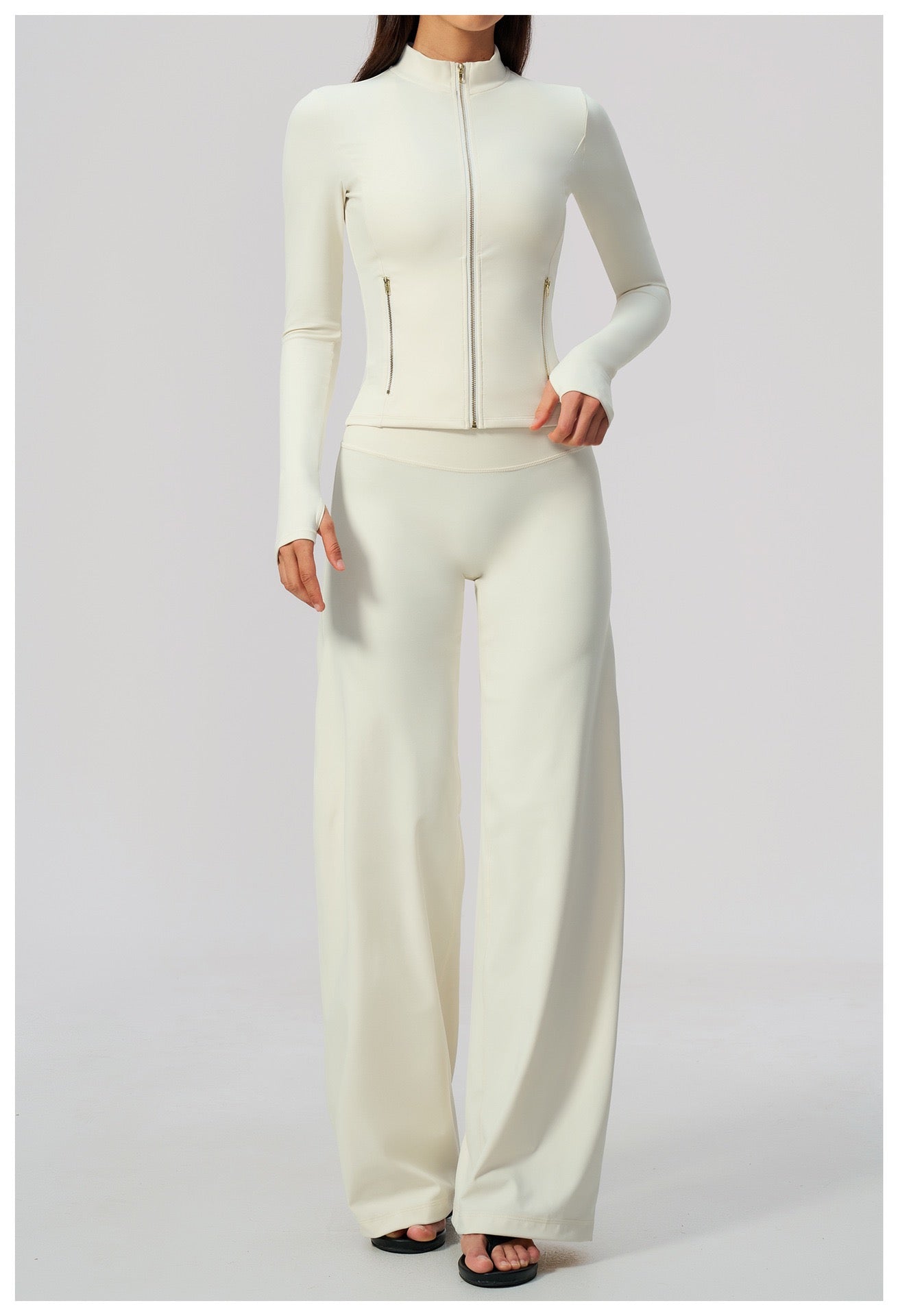 High-Waist Zip Jacket & Micro Fitness Pants — Yoga Set