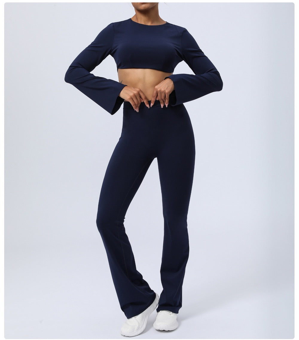 Backless Two-Piece Yoga Suit — Flared Pants