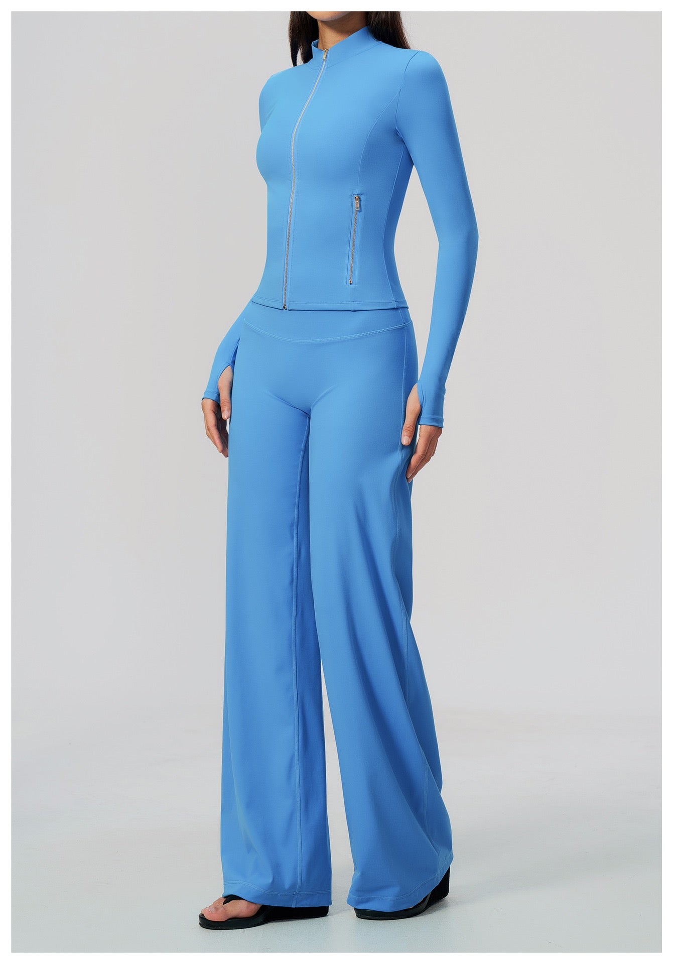 High-Waist Zip Jacket & Micro Fitness Pants — Yoga Set