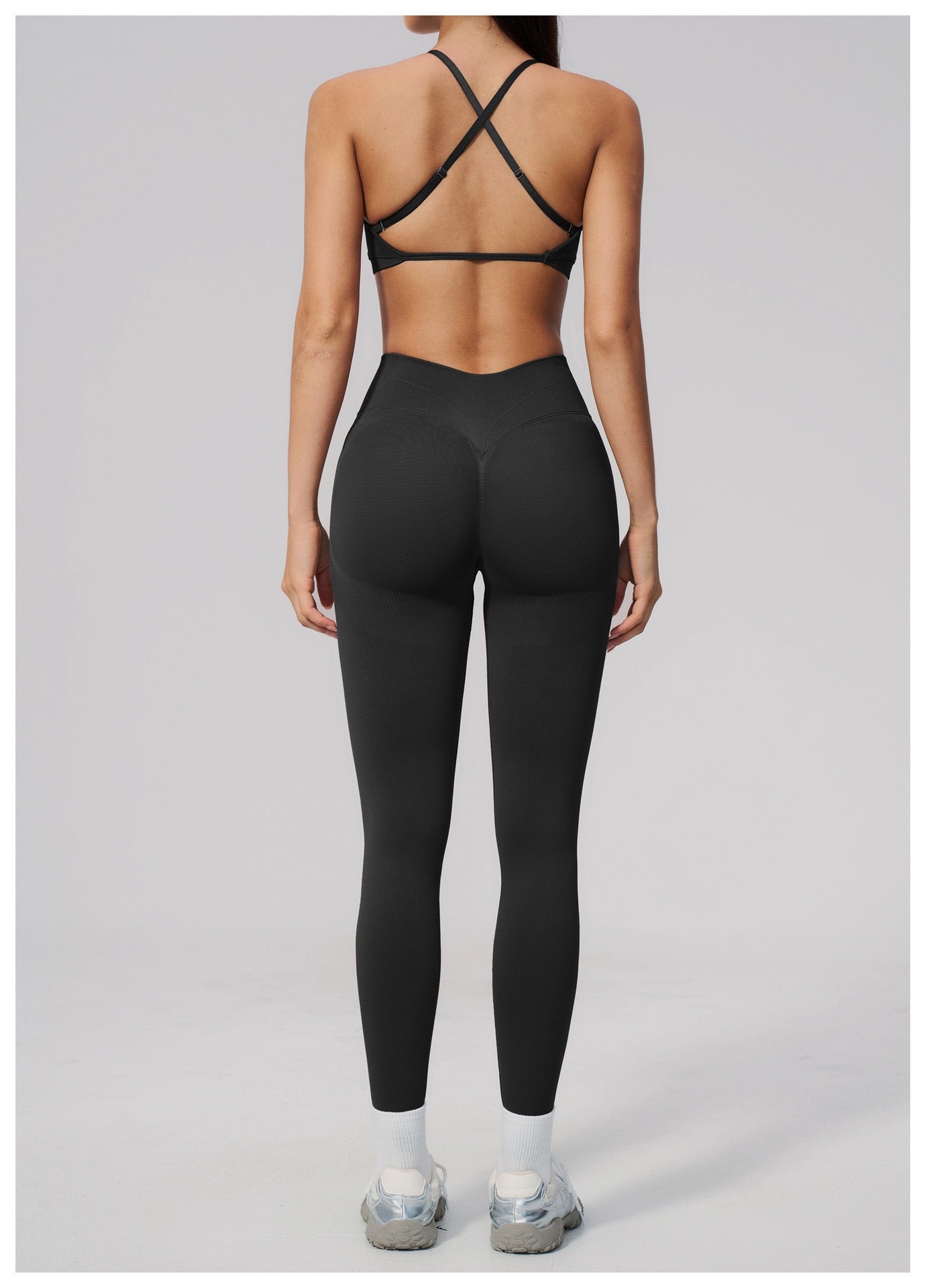 4-Piece Activewear Set — Cross-Back Bra, Tummy-Control Shorts & Leggings