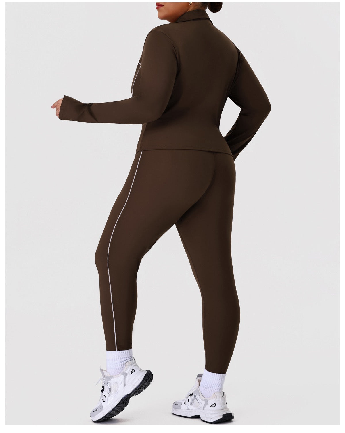 Plus Size Zip-Up Jacket & Sweatpants Set