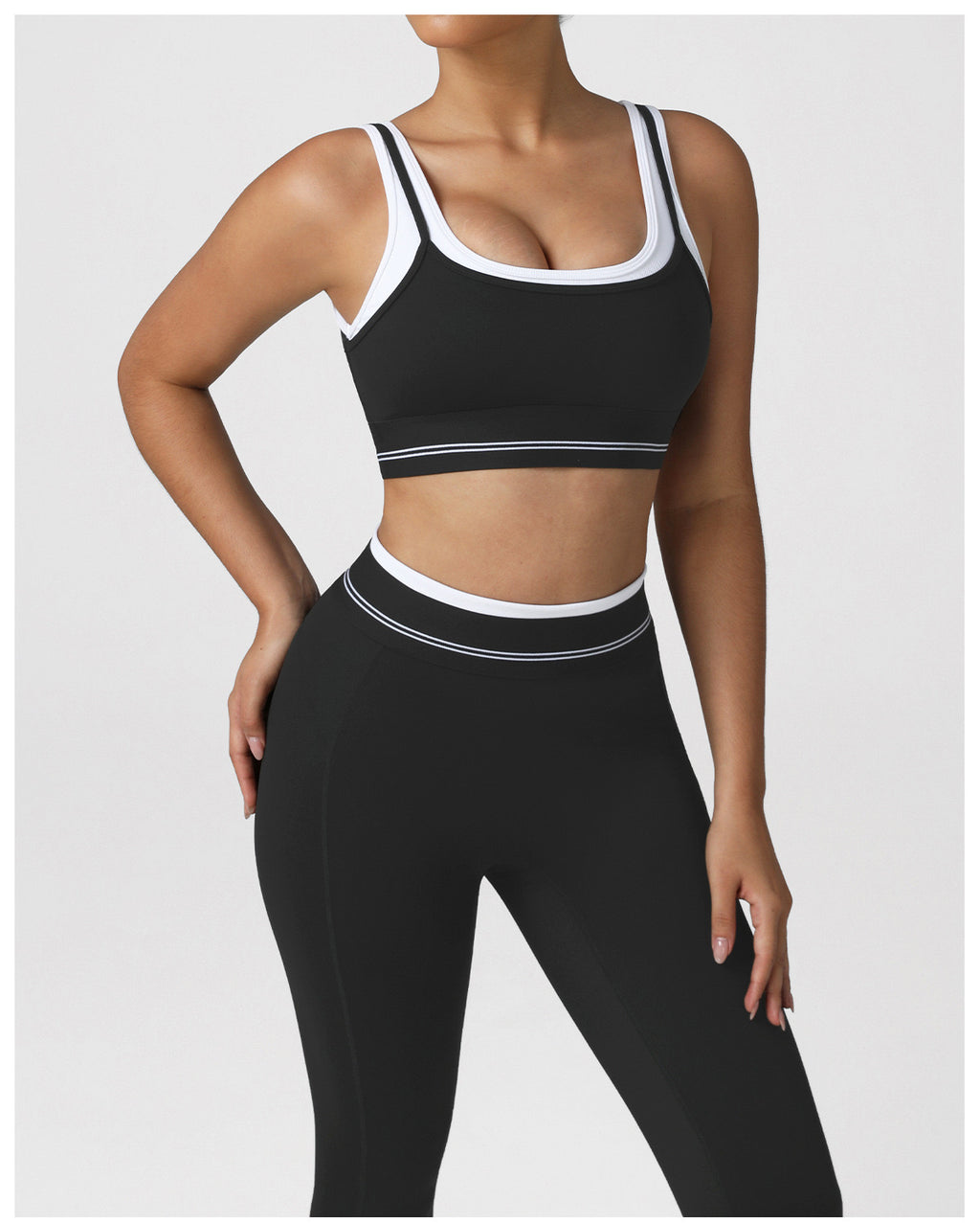 Color-Block Faux Two-Piece Yoga Set