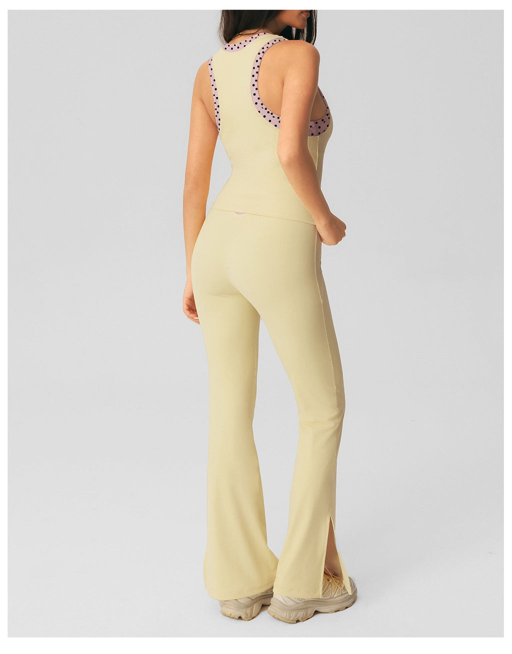Polka Dot-Flare Pants Set