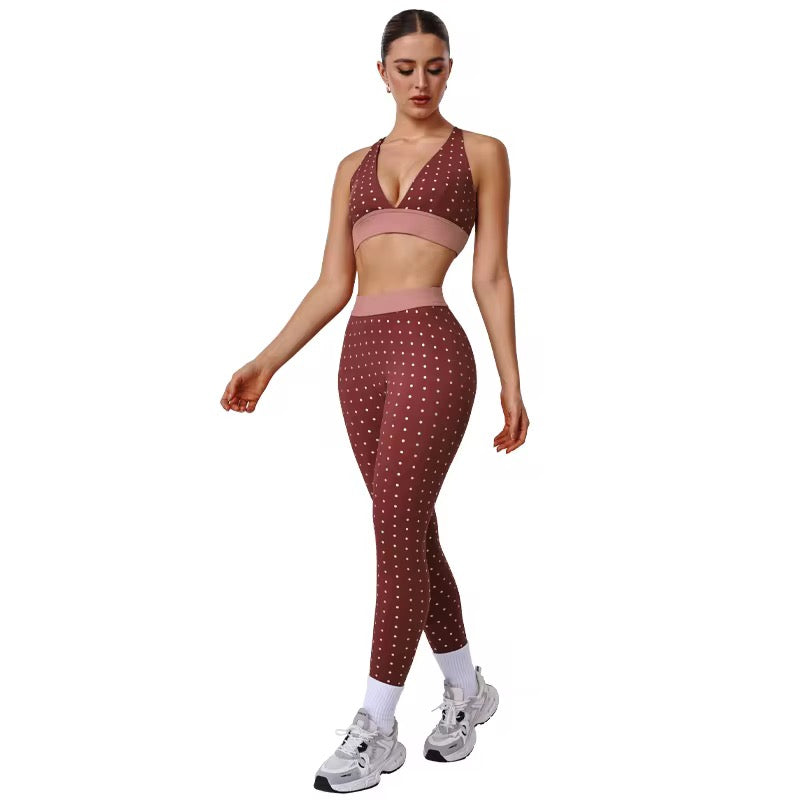 Polka Dot Print Two-Piece Yoga Outfit