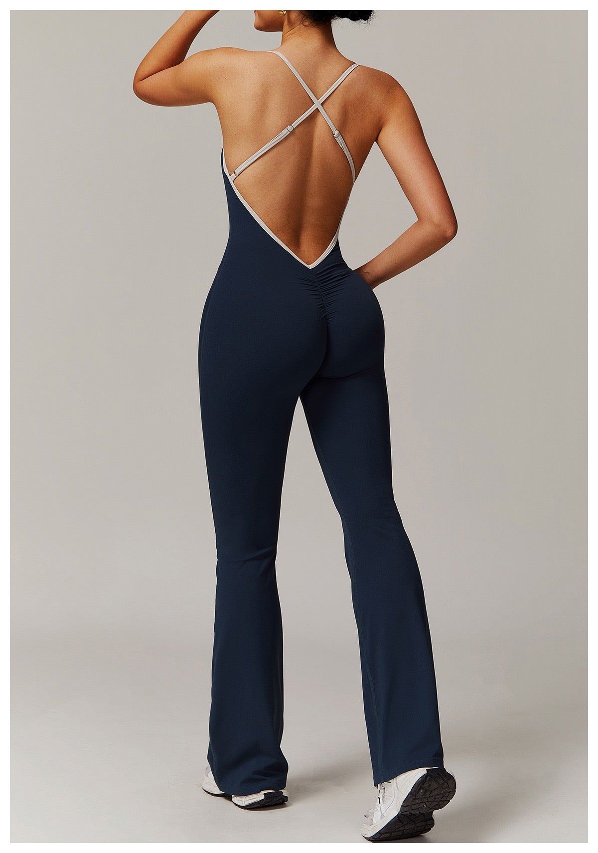 Cross-Back Flared Yoga Jumpsuit