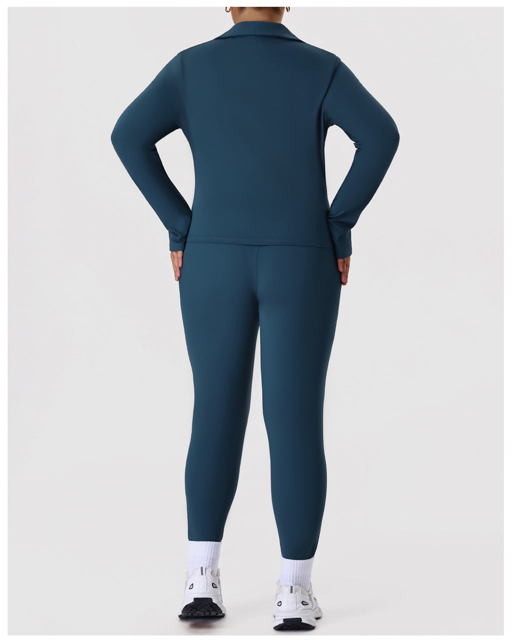 Plus Size Zip-Up Jacket & Sweatpants Set
