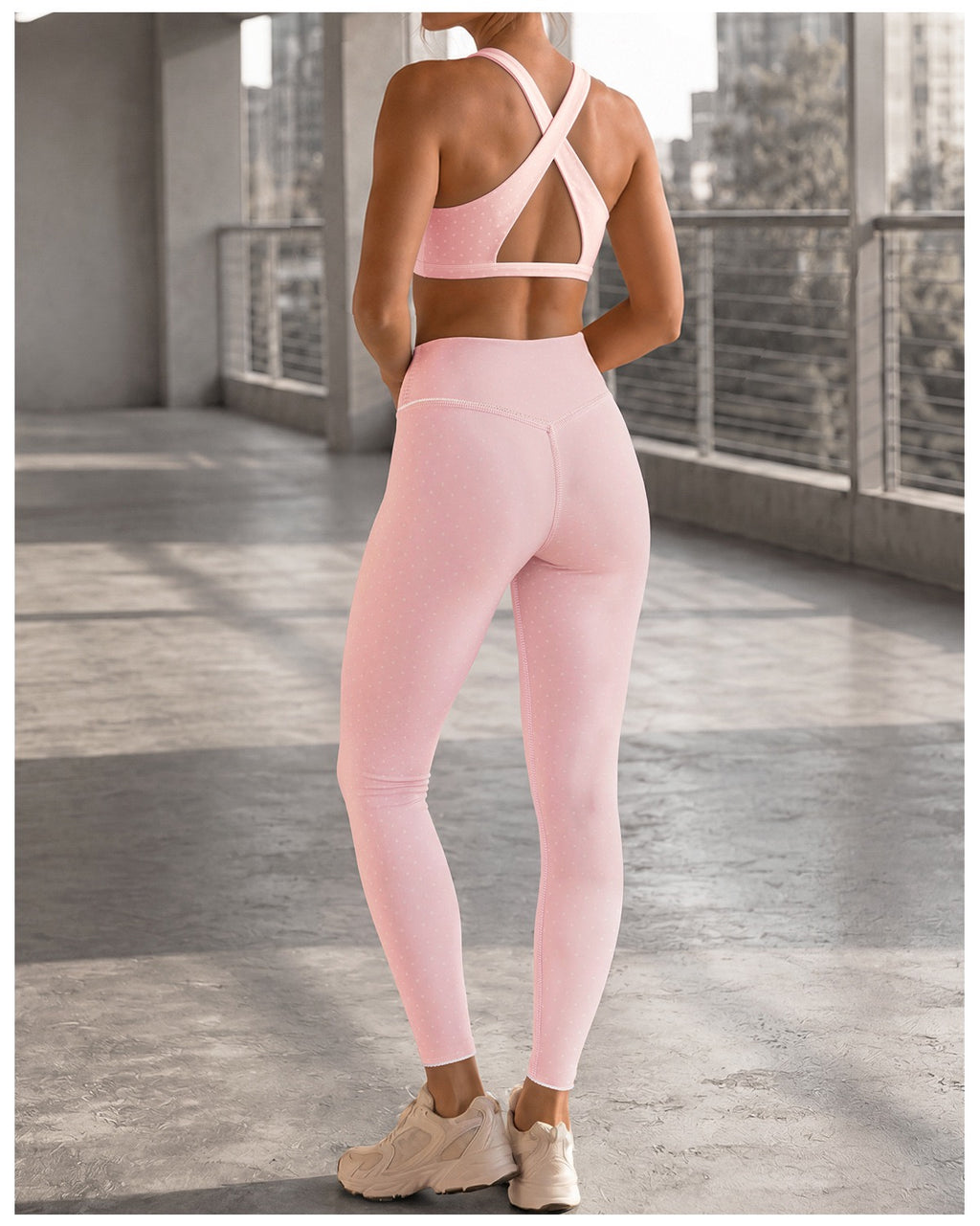 Polka Dot Cross-Back Yoga Set