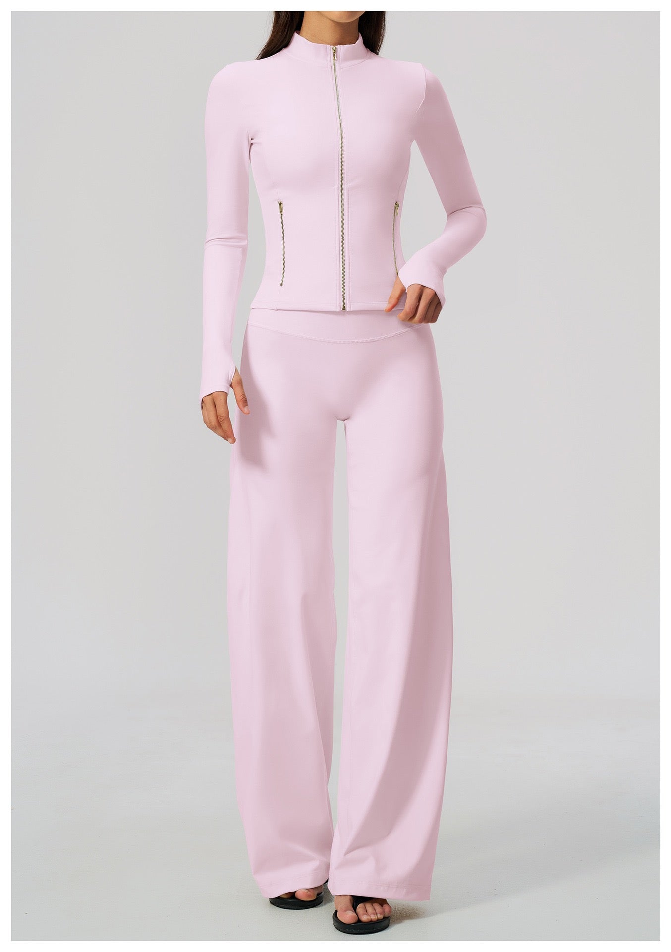 High-Waist Zip Jacket & Micro Fitness Pants — Yoga Set