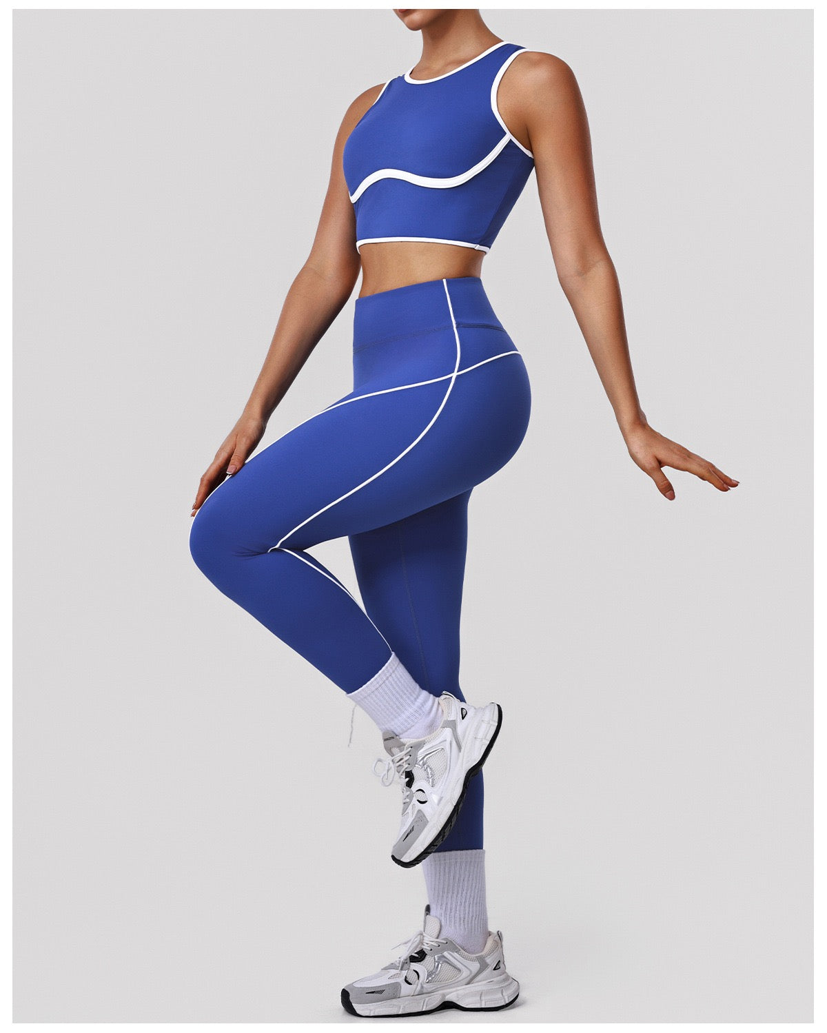 Striped Shockproof Bra & High-Waist Set