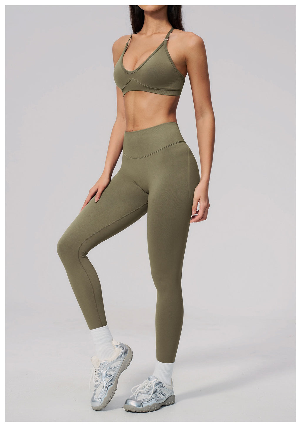 4-Piece Activewear Set — Cross-Back Bra, Tummy-Control Shorts & Leggings
