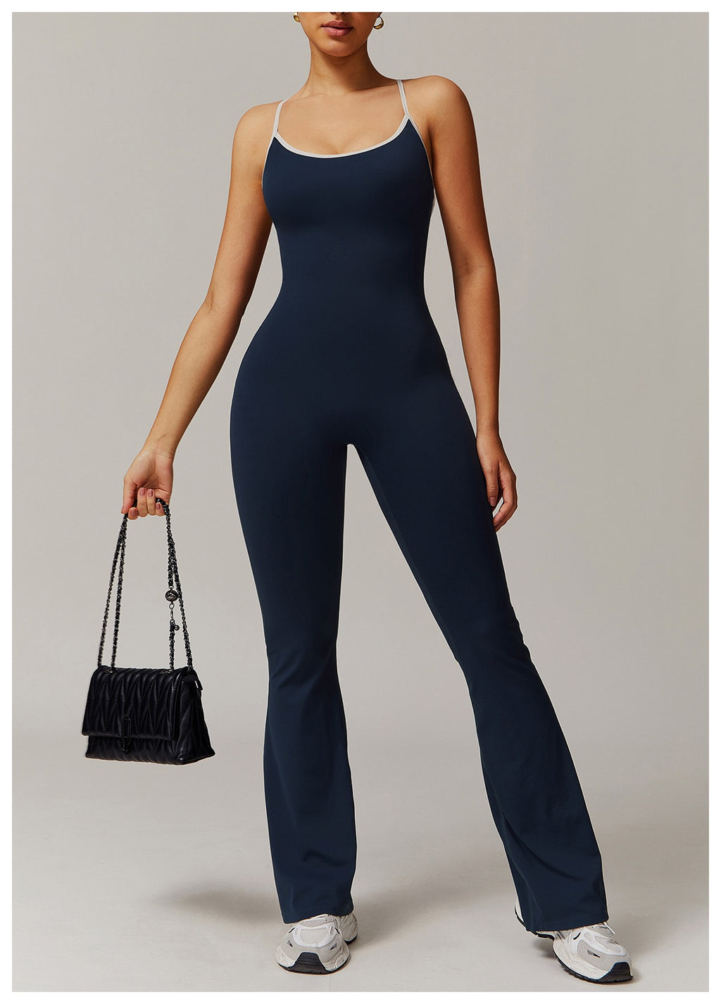 Cross-Back Flared Yoga Jumpsuit