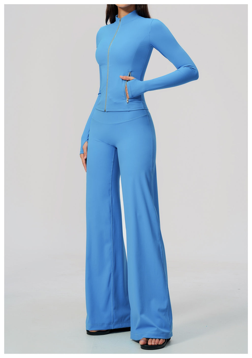 High-Waist Zip Jacket & Micro Fitness Pants — Yoga Set