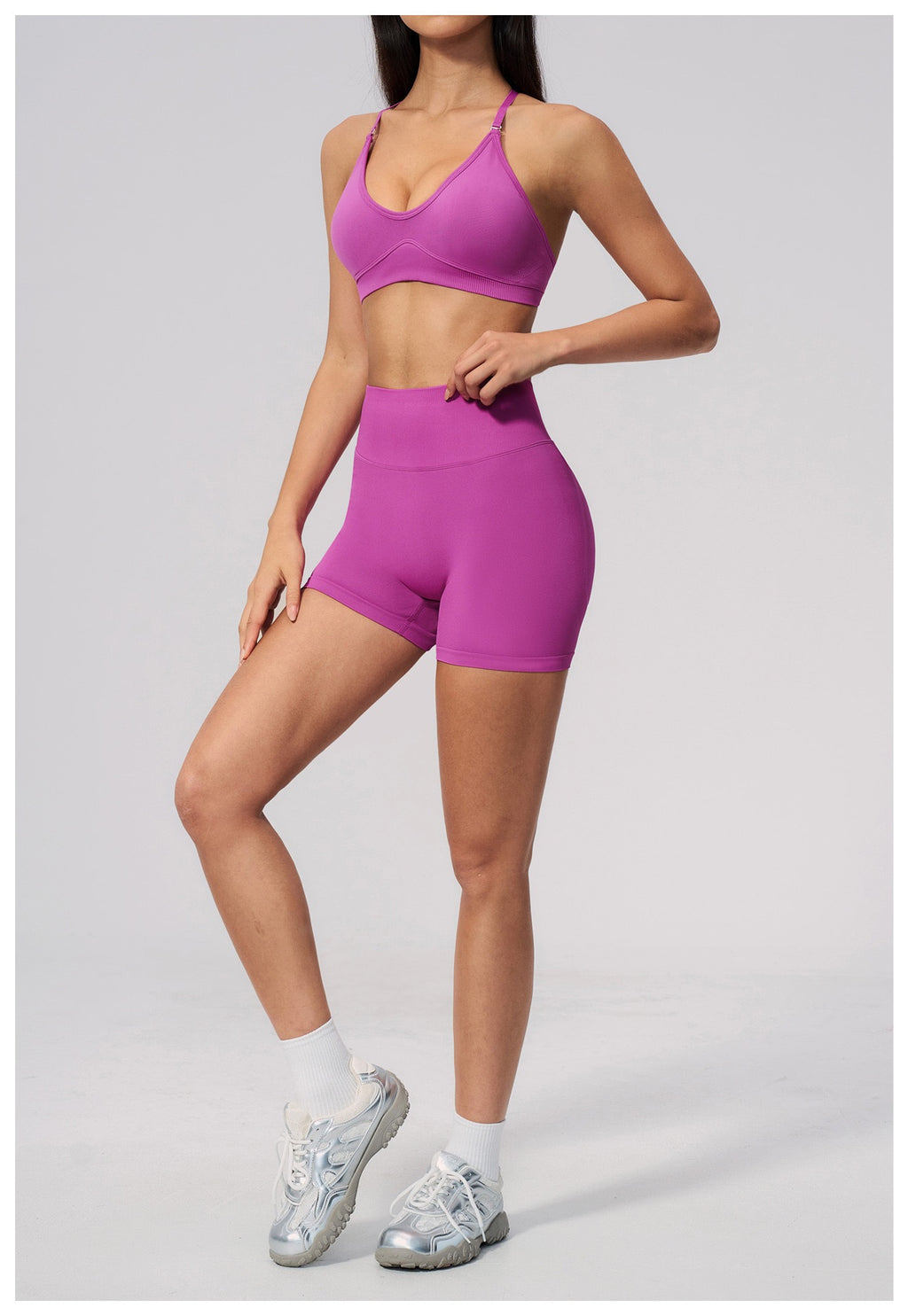 4-Piece Activewear Set — Cross-Back Bra, Tummy-Control Shorts & Leggings