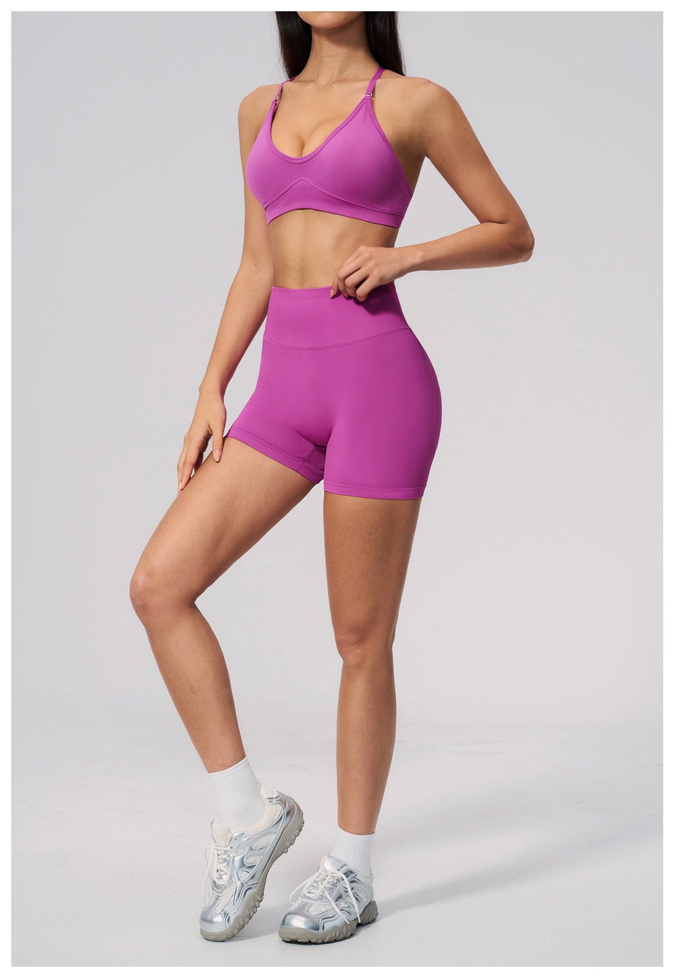 4-Piece Activewear Set — Cross-Back Bra, Tummy-Control Shorts & Leggings