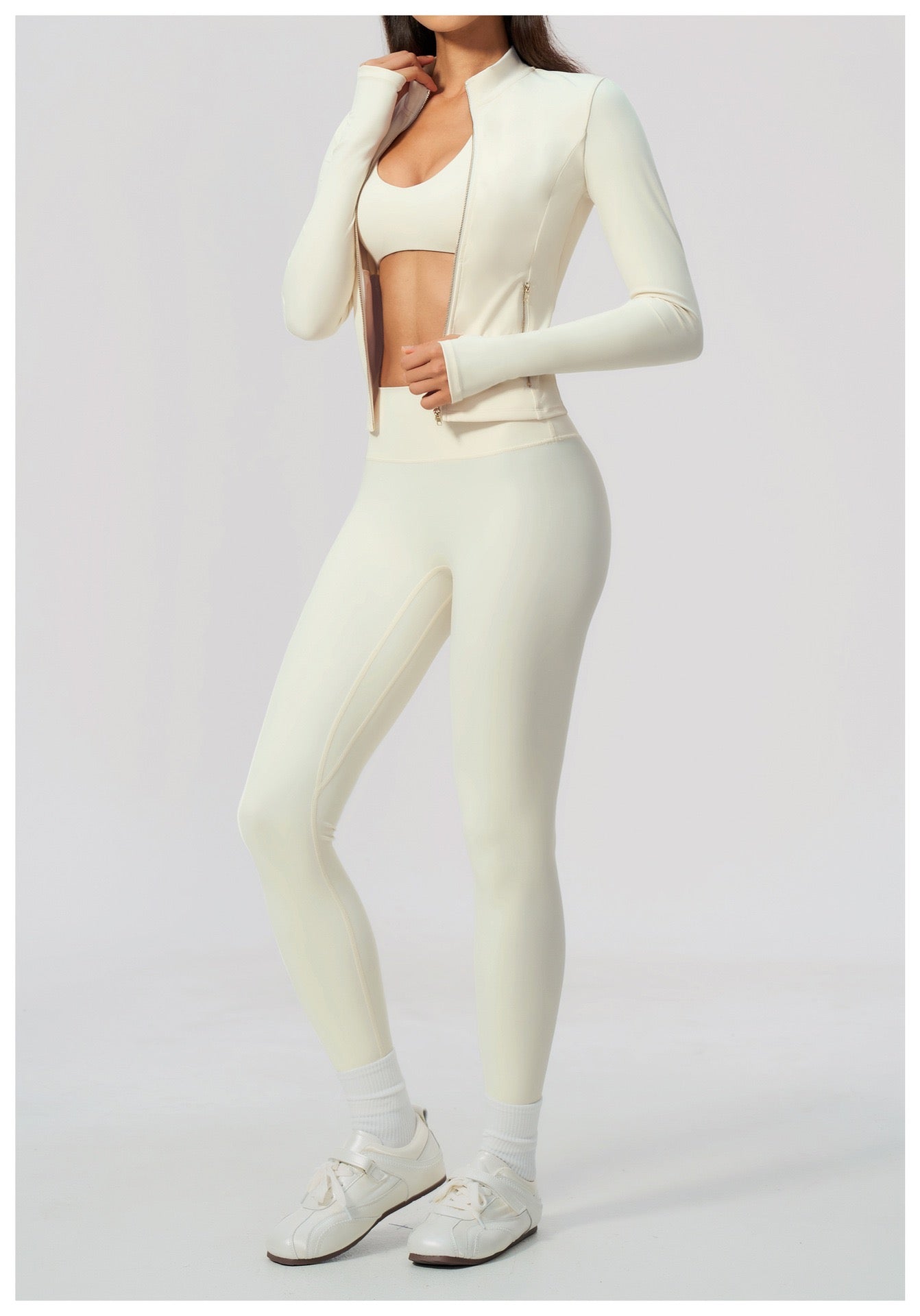 Three-Piece Fitness Set — Sports Jacket, Top & Leggings