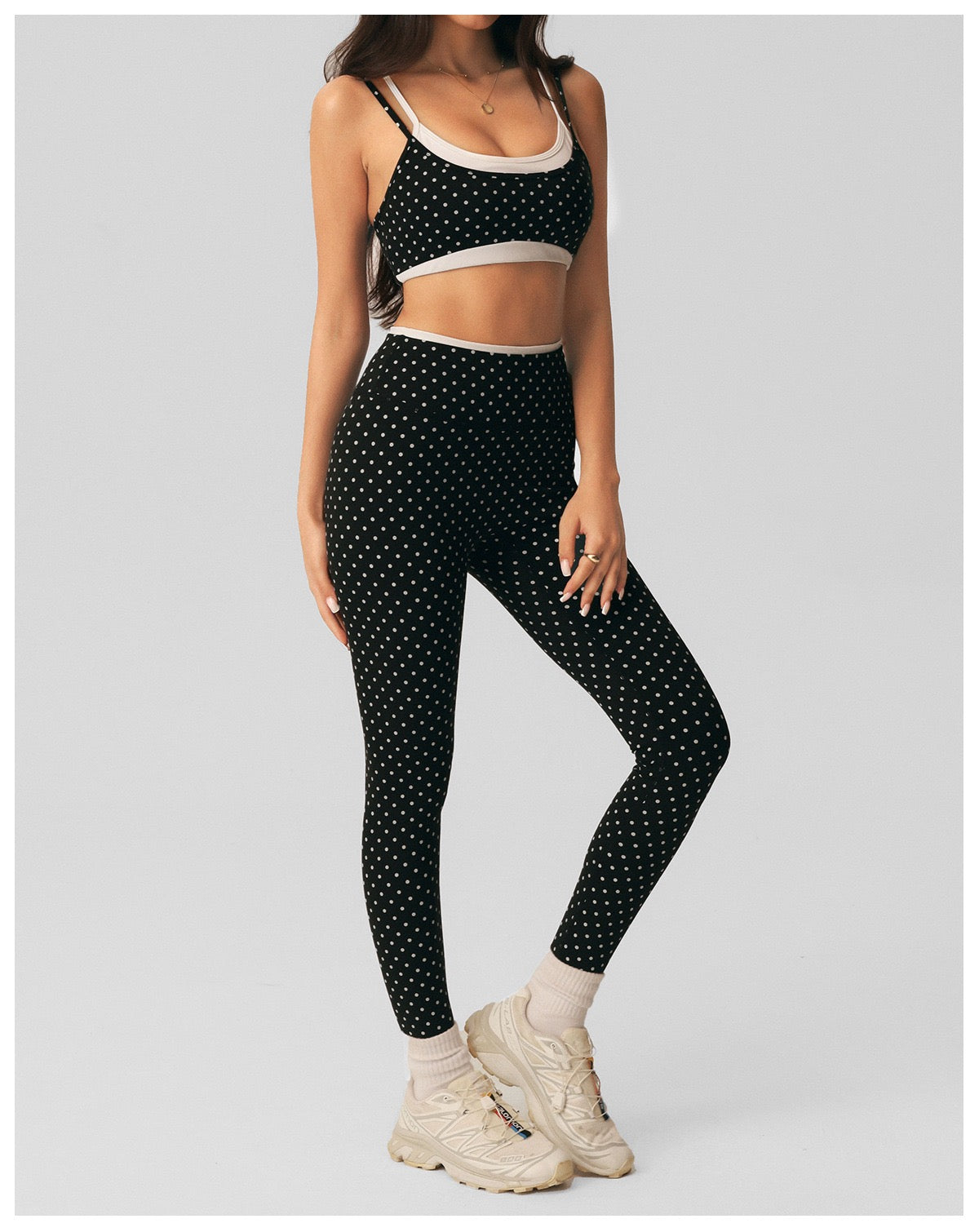 Polka Dot Two-Piece Yoga Set