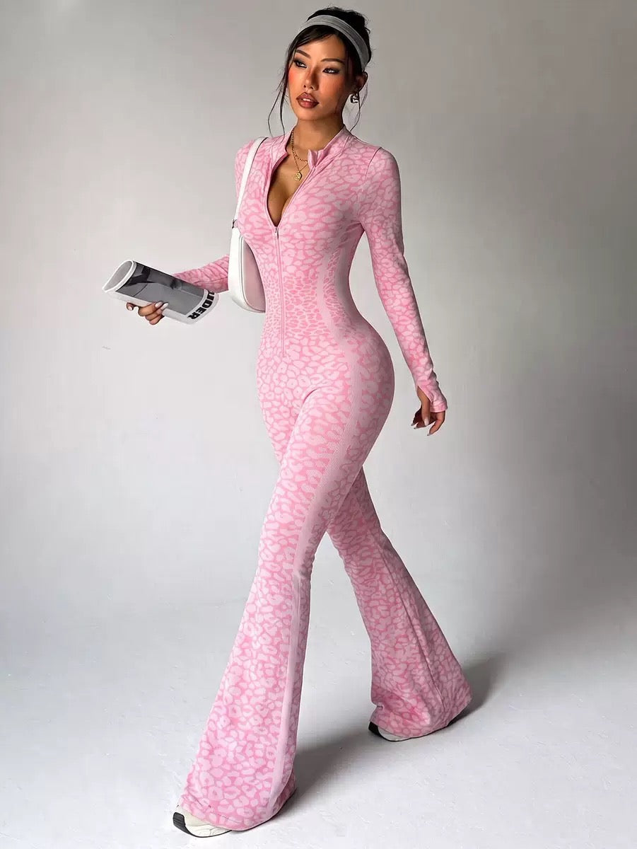 Leopard Print Slim-Fit Jumpsuit