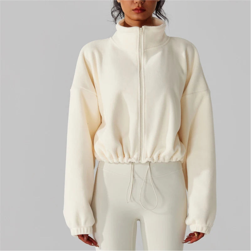 Yoga Gym High Neck Jacket Loose Casual Sportswear Long Sleeve Sweatshirt