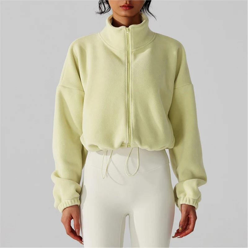 Yoga Gym High Neck Jacket Loose Casual Sportswear Long Sleeve Sweatshirt