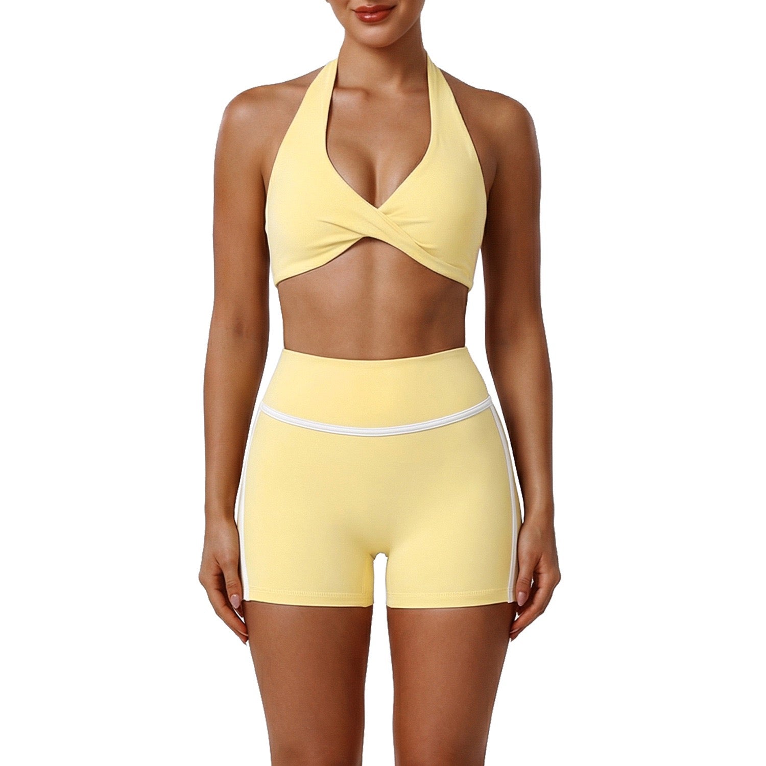 Color-Blocking Cross-Back Yoga Set