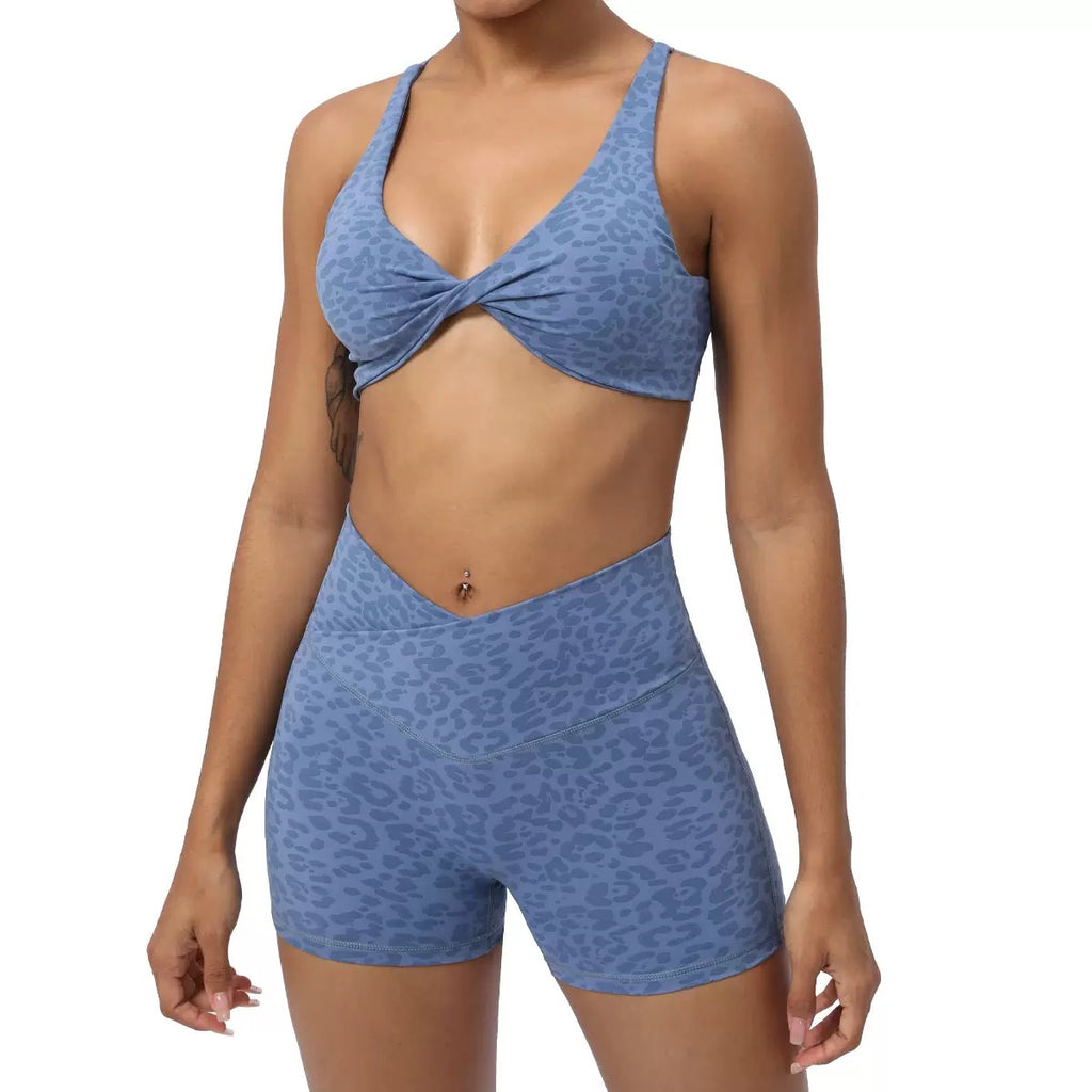 Leopard Print suit Kink Cross Hip Lifting Running Fitness