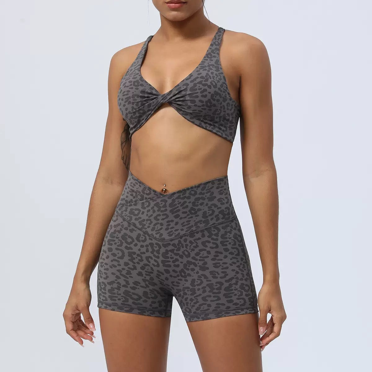 Leopard Print suit Kink Cross Hip Lifting Running Fitness