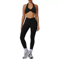 Yoga set twist pleated gathered bra tight height elastic sports pants training fitness yoga suit set