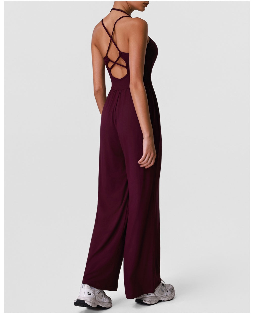 Halter Hollow-Back Yoga Jumpsuit