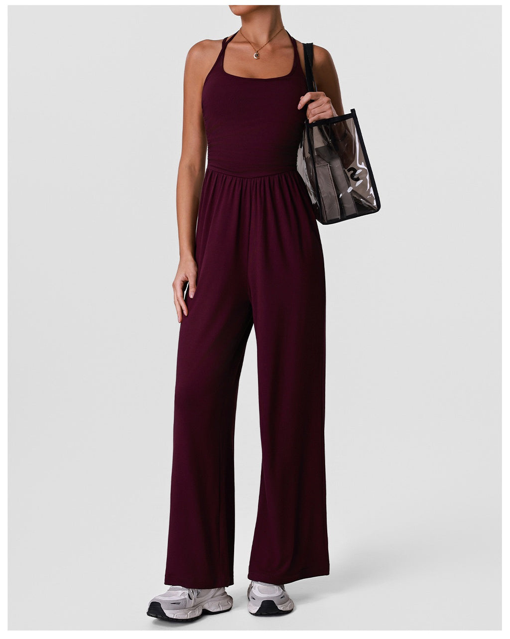 Halter Hollow-Back Yoga Jumpsuit