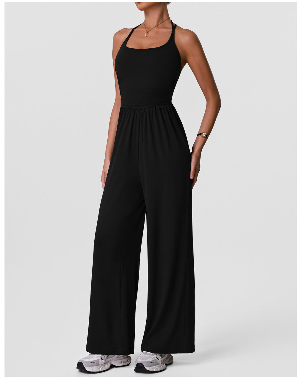 Halter Hollow-Back Yoga Jumpsuit