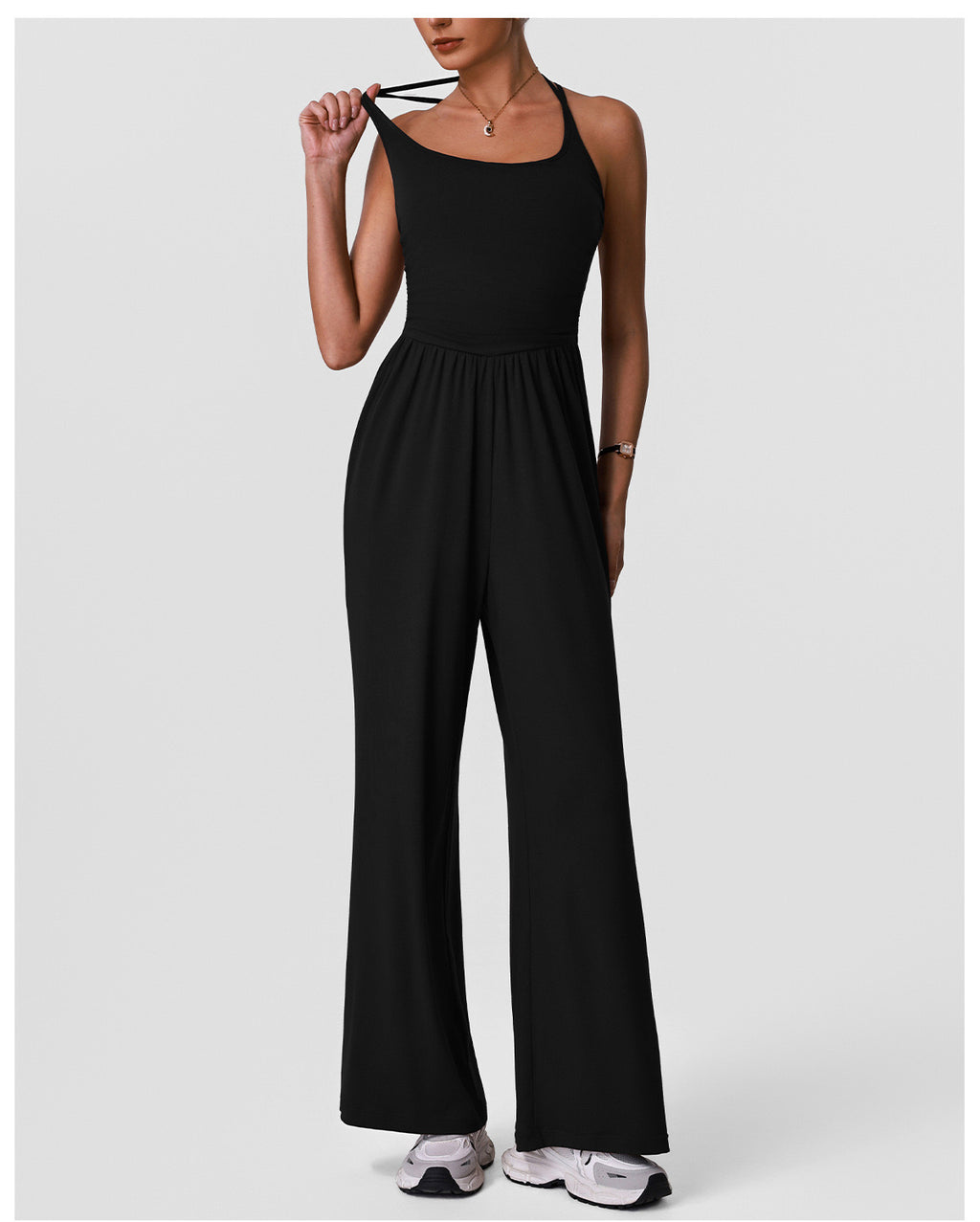 Halter Hollow-Back Yoga Jumpsuit