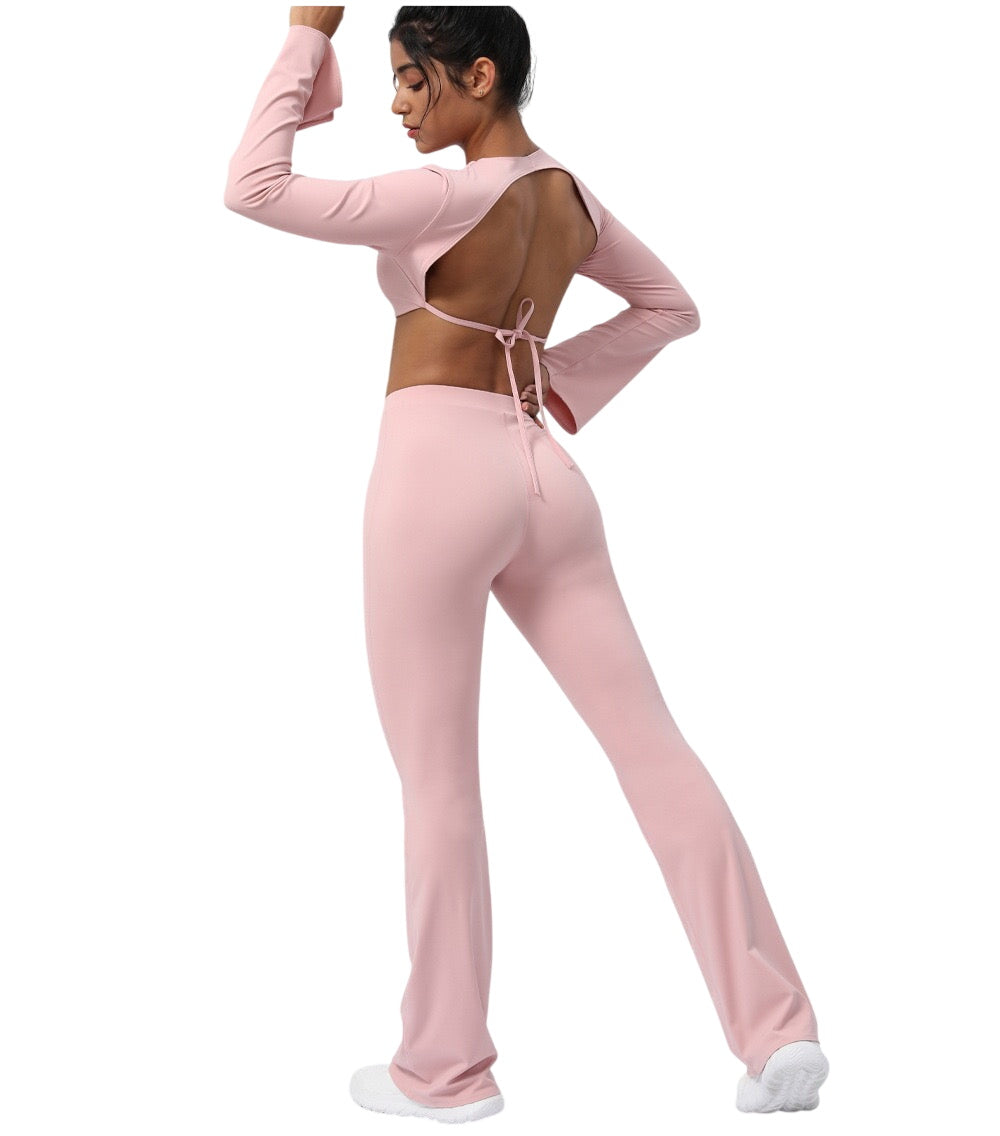 Backless Two-Piece Yoga Suit — Flared Pants